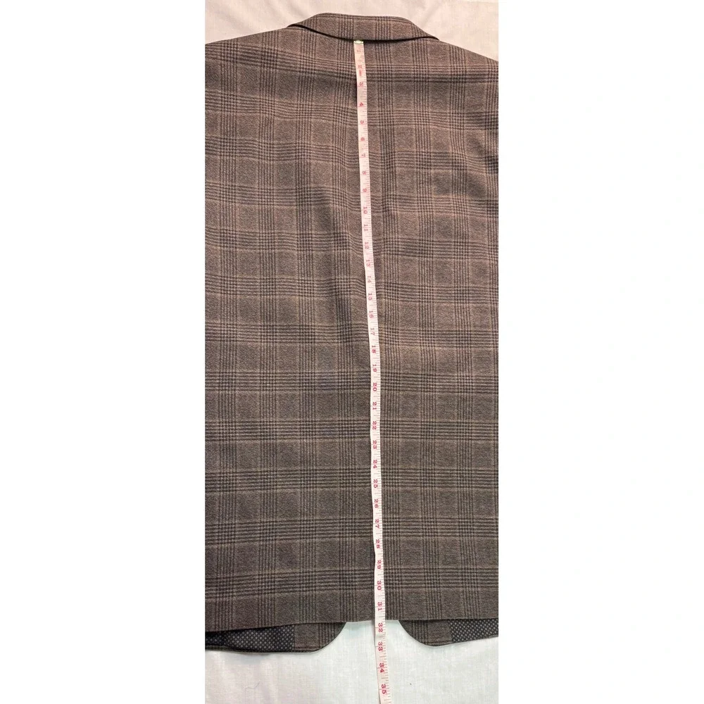 Shaquille O'Neal XLG Men 52R Brown Glen Plaid Stretch Sport Coat Blazer